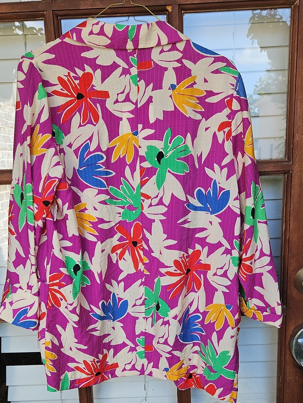 NWT! Lili Sidonio Purple Floral Woven Open-Front Women's Blazer Jacket - Picture 6 of 6